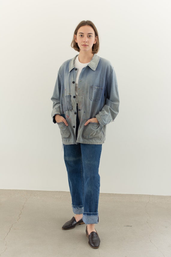 Vintage Blue French Workwear Chore Coat | Cotton P