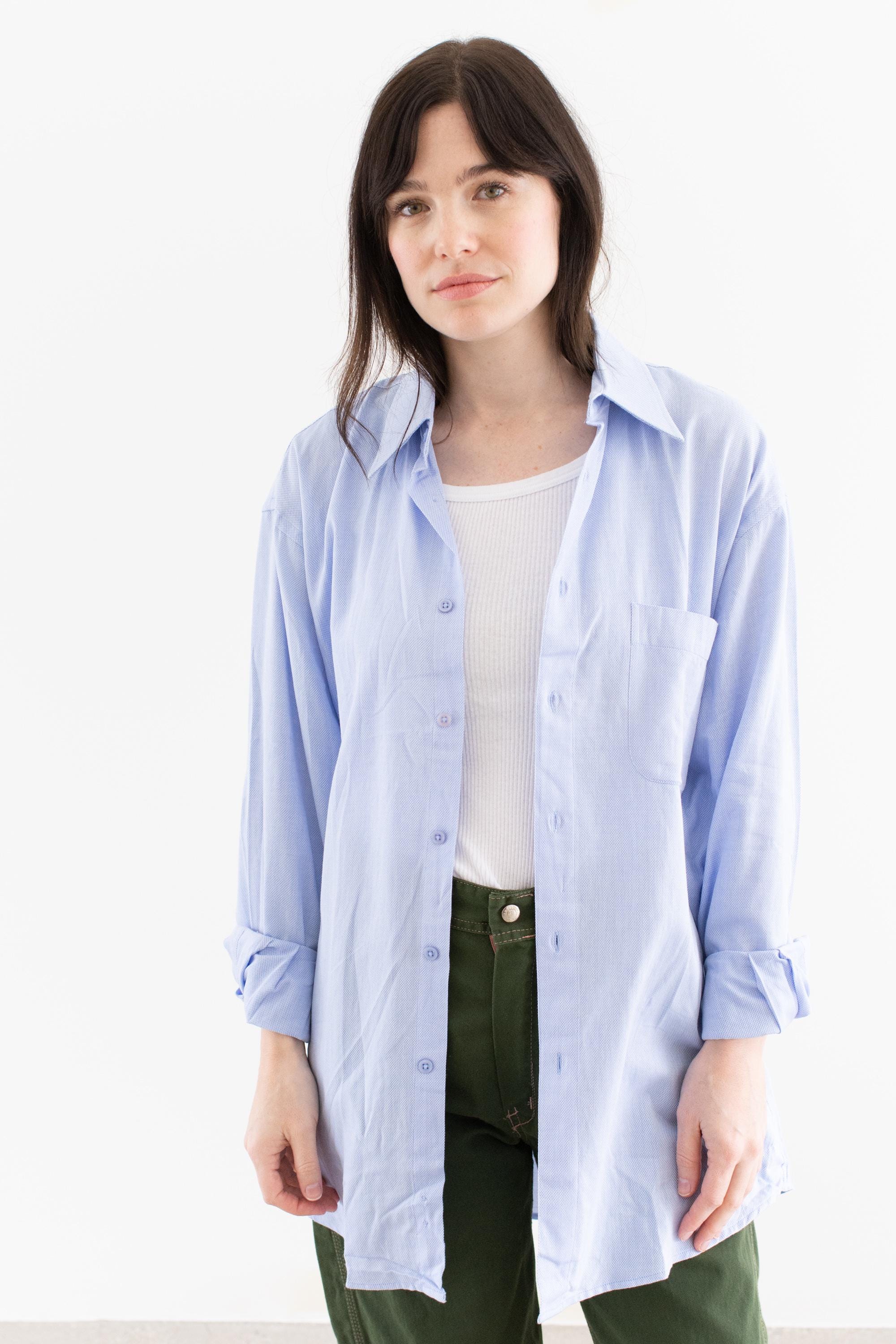 Vintage Light Blue Button up Shirt | Unisex 100 Cotton Work