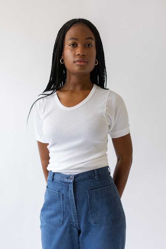 The Berlin Tee | Deadstock Vintage 100% Cotton White Ribbed