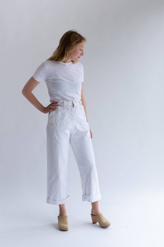 Vintage White Denim Broadfall Trousers | High Wais