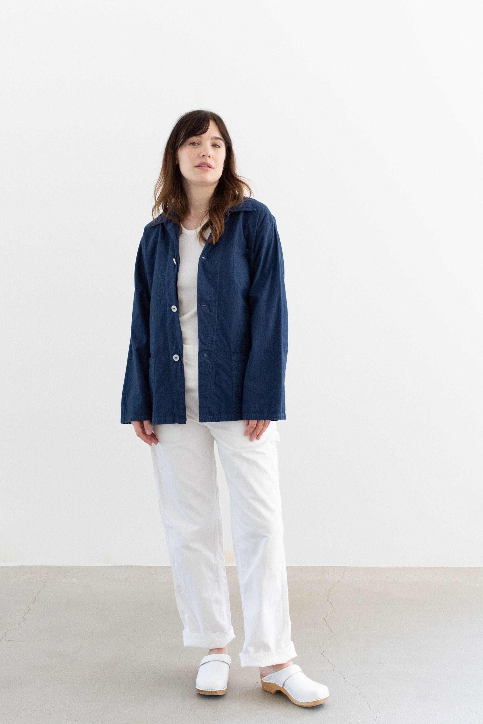 The Toulouse Jacket | Vintage Ocean Blue Chore Shirt Jacket | Unisex French Lightweight Cotton Utility Workwear | Made in France | S M |