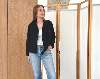 ヴィンテージ ブラック モールスキン モトジャケット | ユニセックス