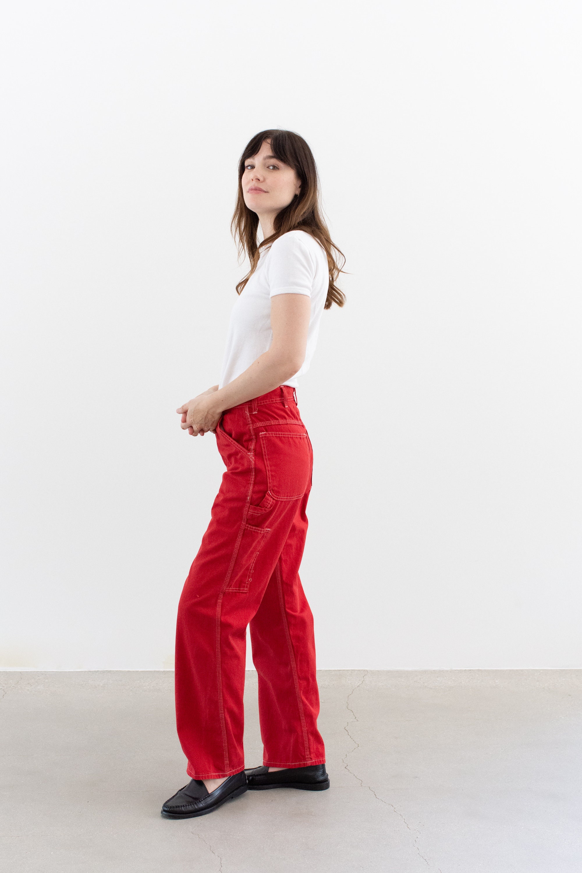 Vintage 26 27 28 Waist Tomato Red Cotton Utility Painter