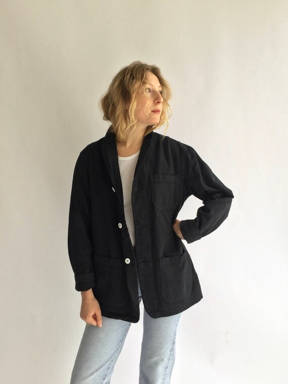 Vintage Black Overdye Chore Jacket | Round Three P