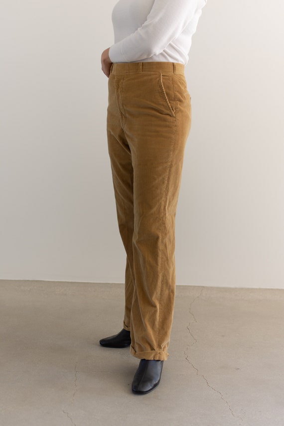 Waist Mustard Tan Corduroy Trousers 