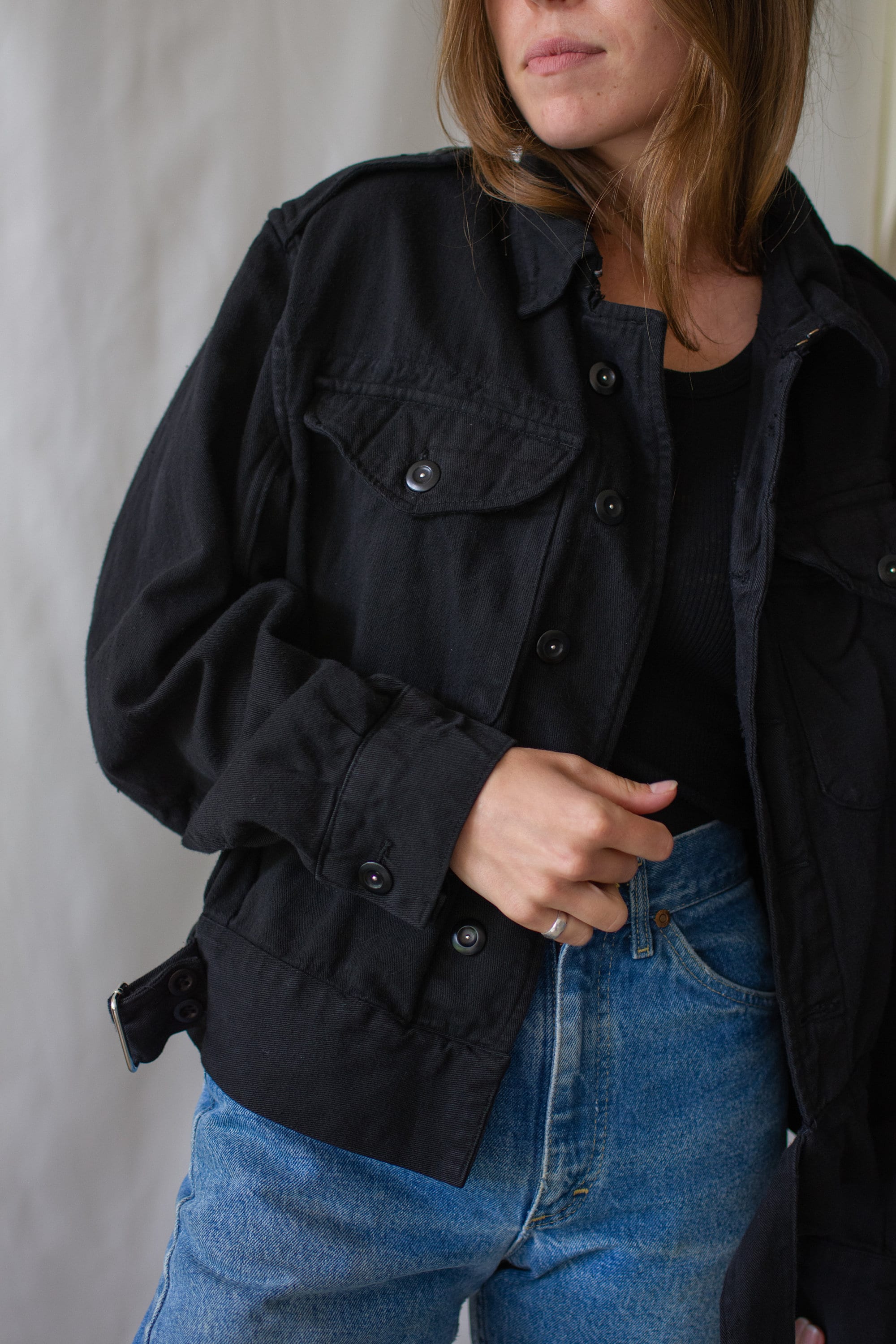 Vintage Black Denim Moto Jacket | Unisex Corozo 50s British 