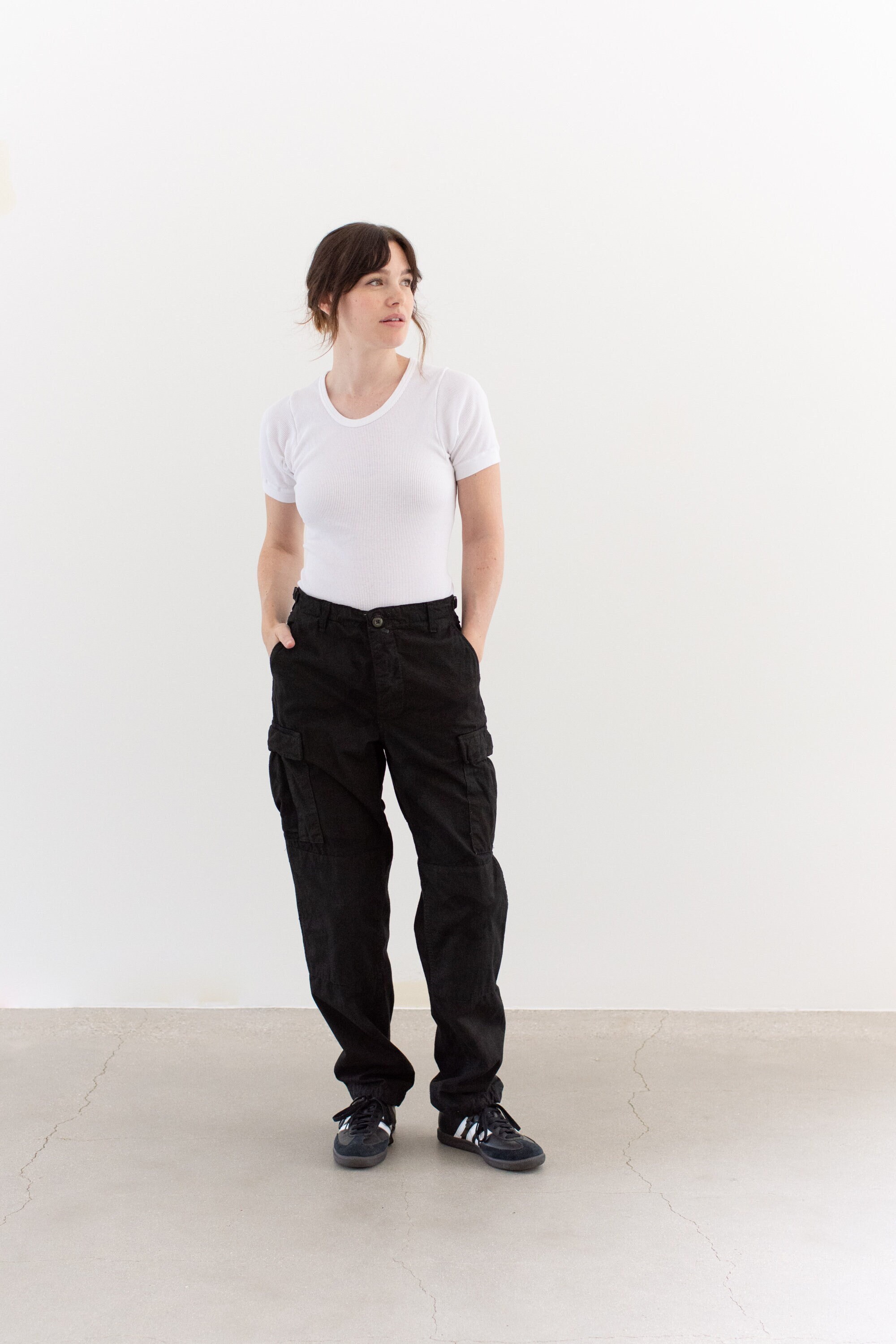 Vintage 28 29 Waist Black Cargo Pants | Unisex High Rise Fatigues