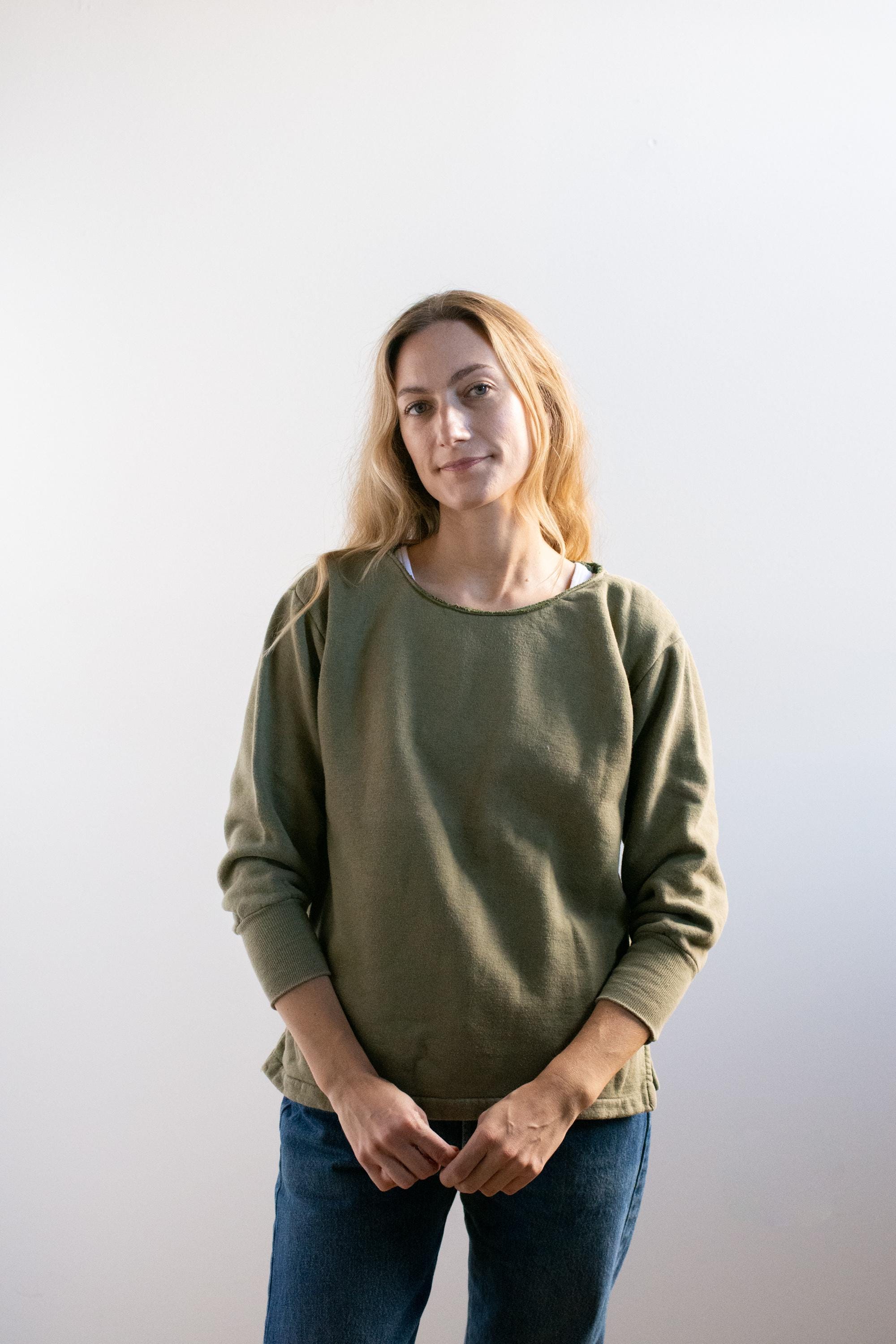 Vintage French Faded Olive Green Sweatshirt | Unisex | 70s Made in