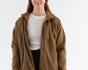 Veste sweat-shirt zippée en polaire marron fauve vintage | Fabriqué aux États-Unis | H |