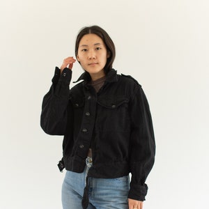 Vintage Black Denim Moto Jacket | Unisex Corozo 50s British Military | S M L |