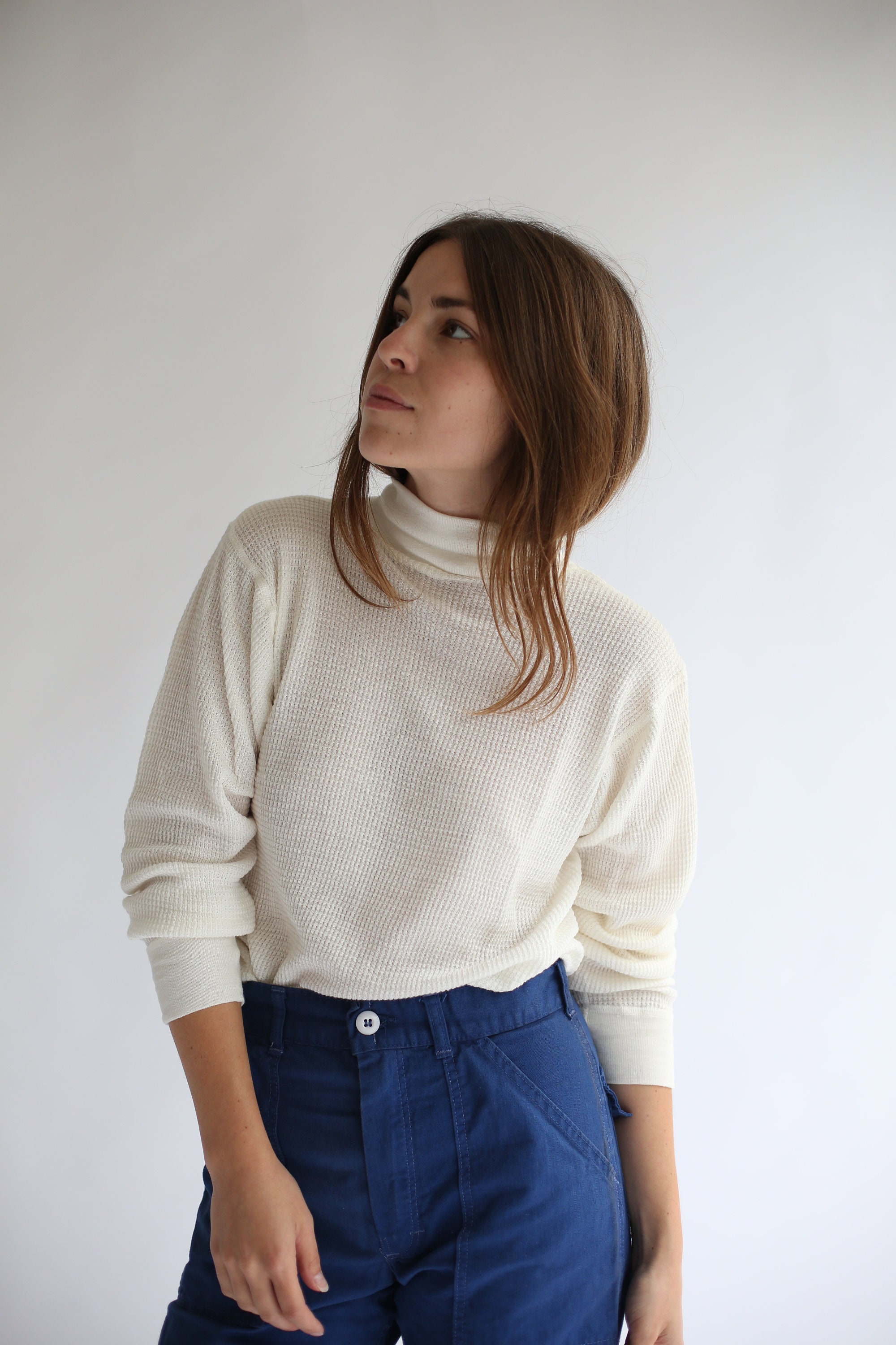 The Copenhagen Thermal Vintage White Waffle knit Mock - Etsy 日本