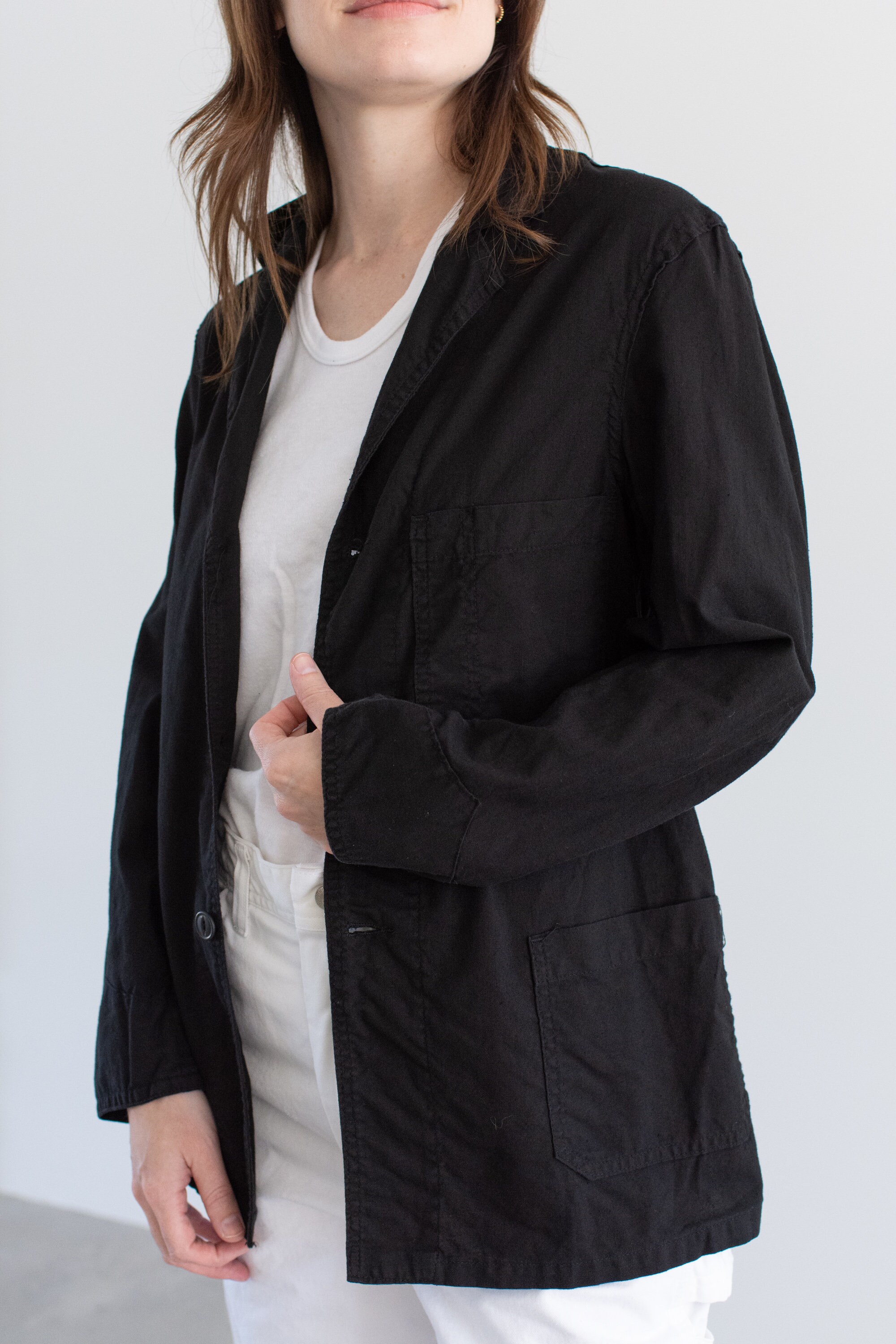 Yohji Yamamoto black asymmetric jacket with double folded