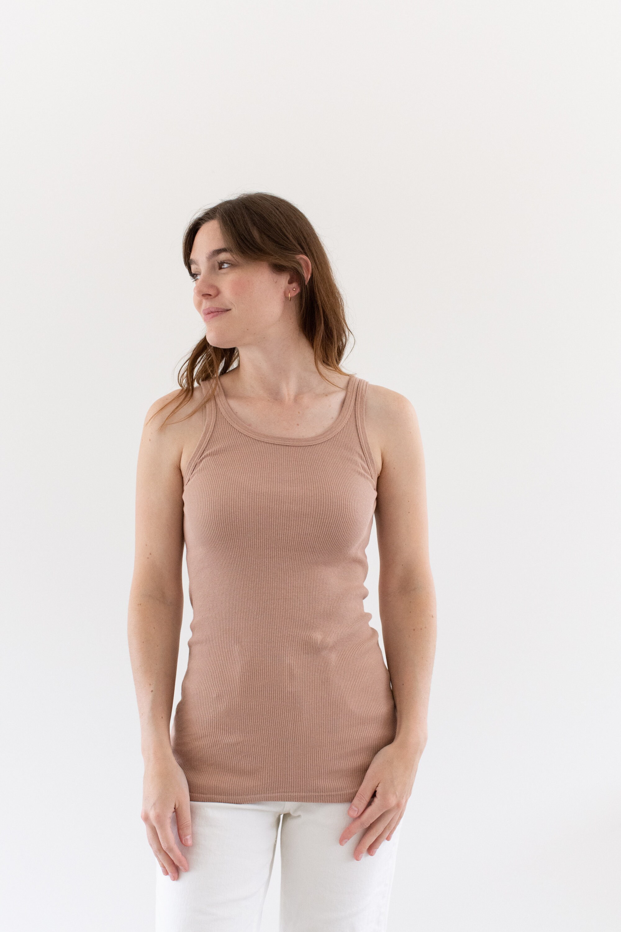 ★★ ★★ Here Capri Rose Cotton Lip Sweater Tank The Corsica Tank in Dusty Rose Pink | Vintage Rib Knit Tank