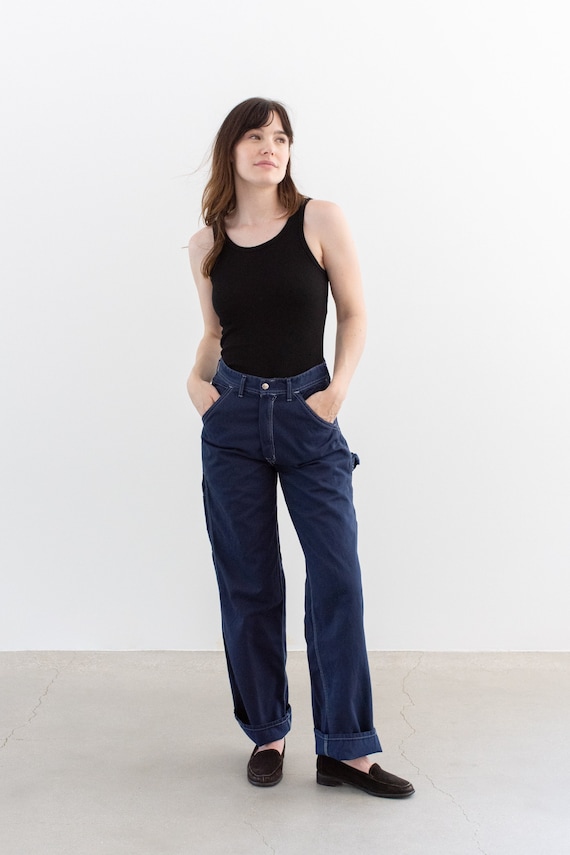 Vintage 26 27 28 29 30 Waist Ocean Blue Cotton Utility