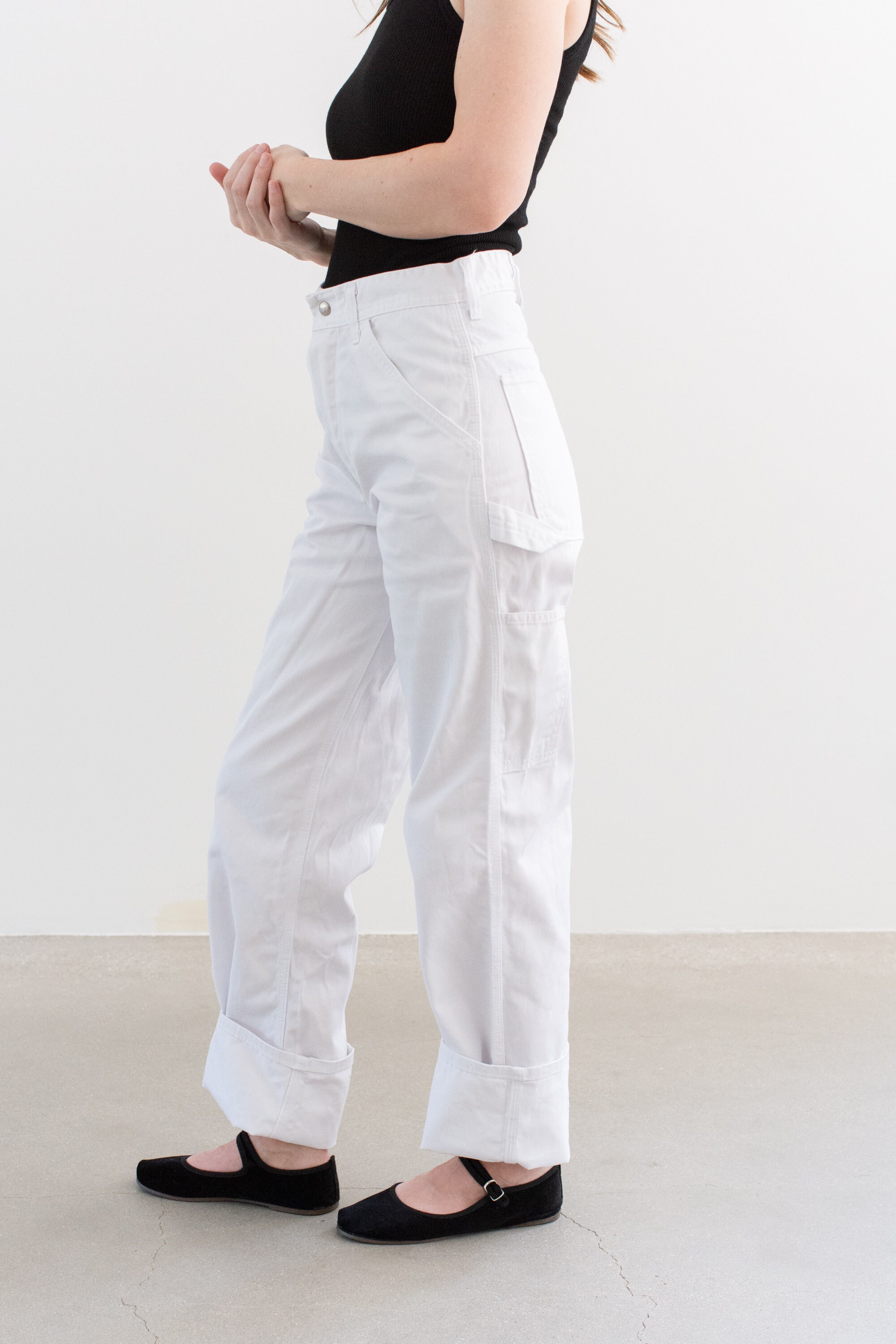 Vintage 27 28 29 Waist White Cotton Utility Painter Pants