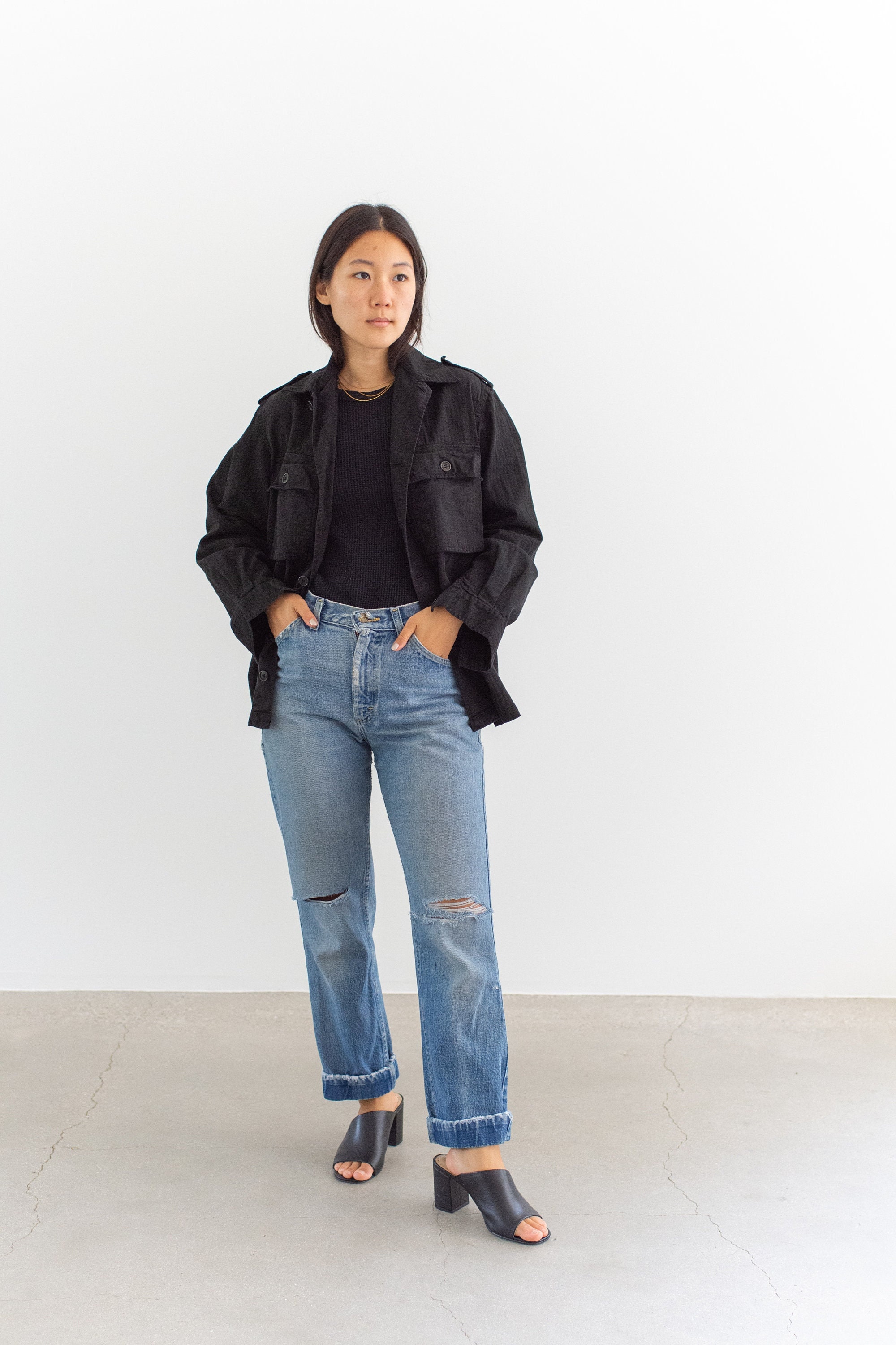 Vintage Black Herringbone Twill Army Shirt Jacket | Unisex HBT Two 
