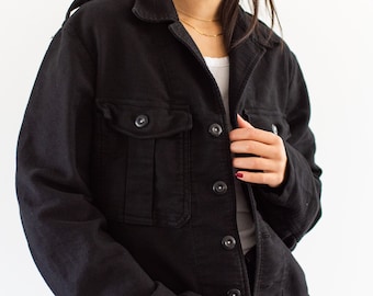 Vintage Black Moleskin Moto Jacket | Unisex Corozo 50s Dutch