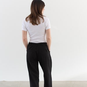 Vintage 27 28 29 Waist Black Utility Trousers Unisex Button Fly High Waist Workwear Pants P192 image 7