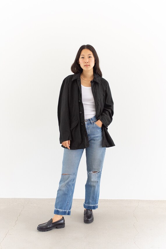 Vintage Black Moleskin Utility Jacket Unisex Mens 1… Gem