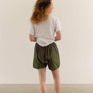 Vintage 20-26 Waist Cotton Poplin Pleat Green Fatigue Shorts Army Shorts Boxers Summer Pajamas XS image 7