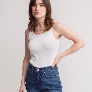 The Corsica Tank in White | Vintage Deadstock Rib Knit Tank Top | 100% Cotton Singlet | Undershirt | XS S