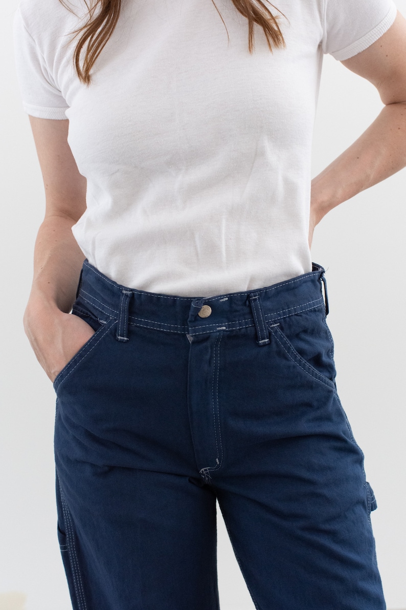 Vintage 26 27 28 29 Waist Ocean Blue Cotton Utility Painter Pants ...