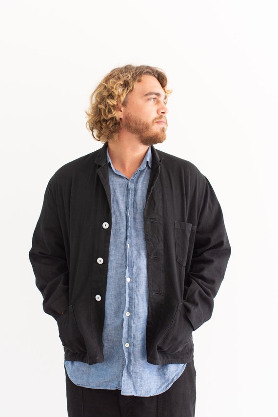 Vintage Black Overdye Classic Chore Jacket | Unise