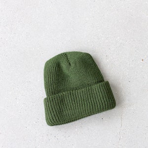 Woven Olive Green Beanie Acrylic hat Watch Cap ribbed military beanie Skull Cap Made in USA image 5