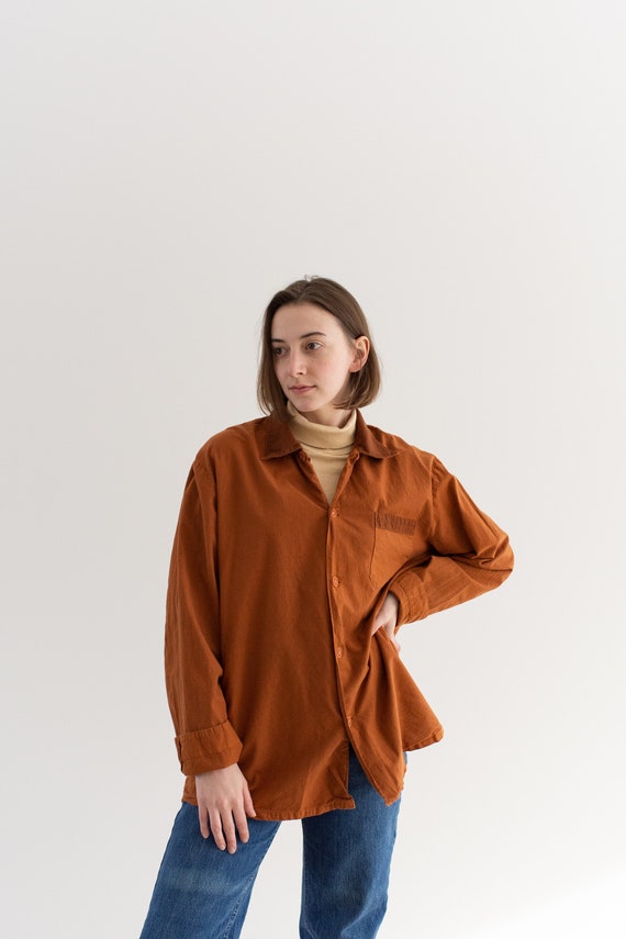 Vintage Carrot Orange Long Sleeve Shirt Contrast Color | Etsy