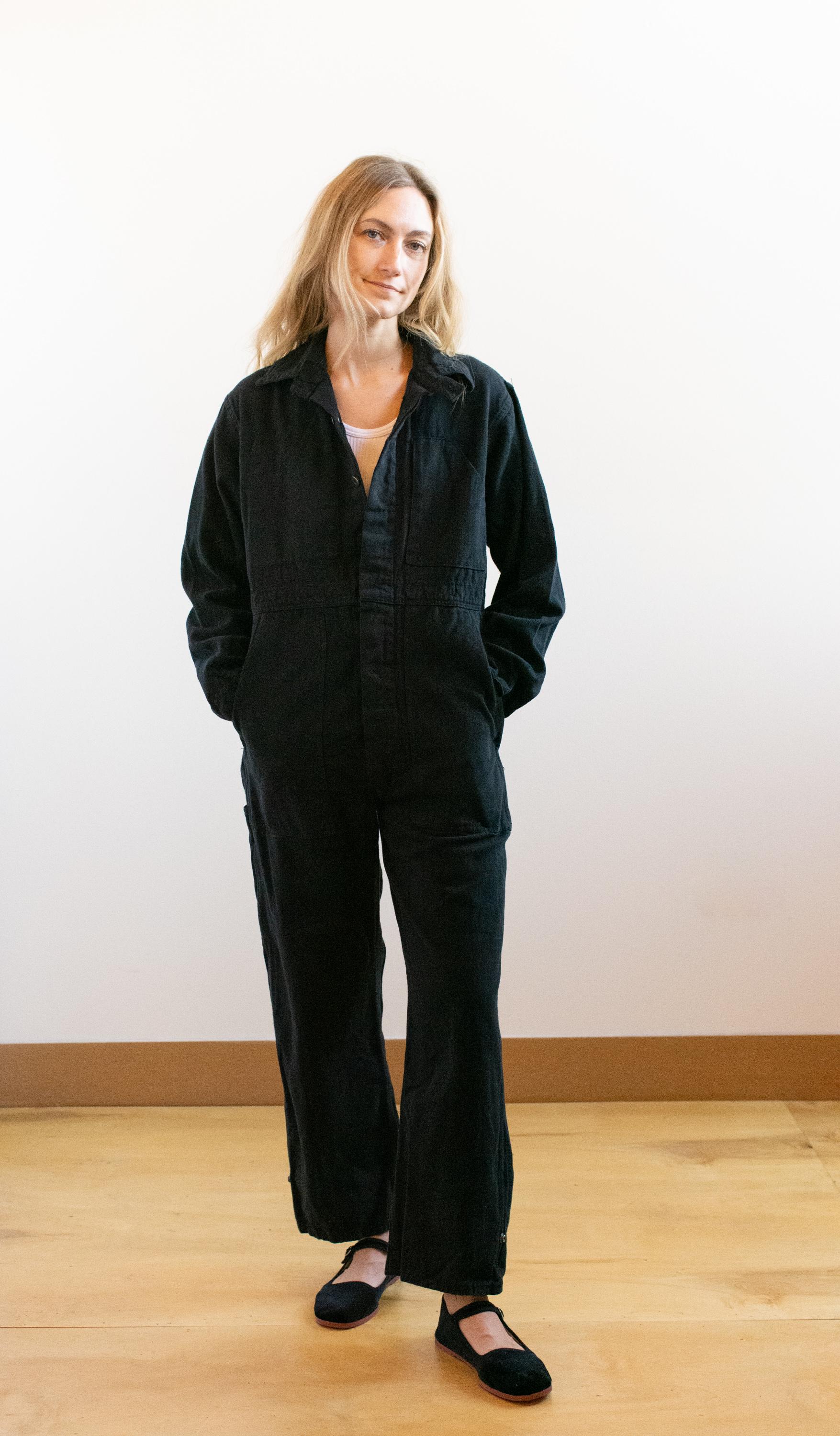 Vintage 40s Overdye Black Cotton Coverall | Jump Suit Jumpsuit