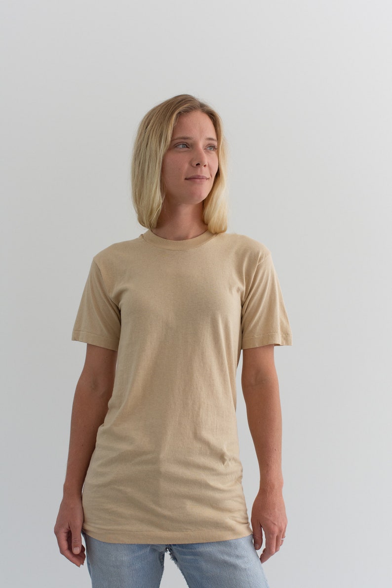 The Malaga Tee Sand Tee Shirt Crewneck 100% Cotton Layer T-Shirt S image 5