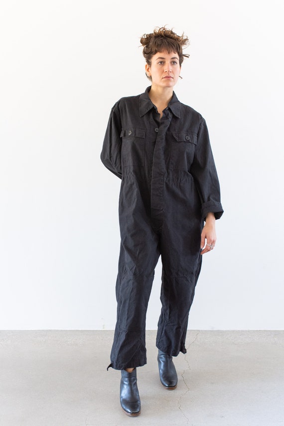 Vintage Black Cotton Canvas Coverall | Jump Suit … - image 3