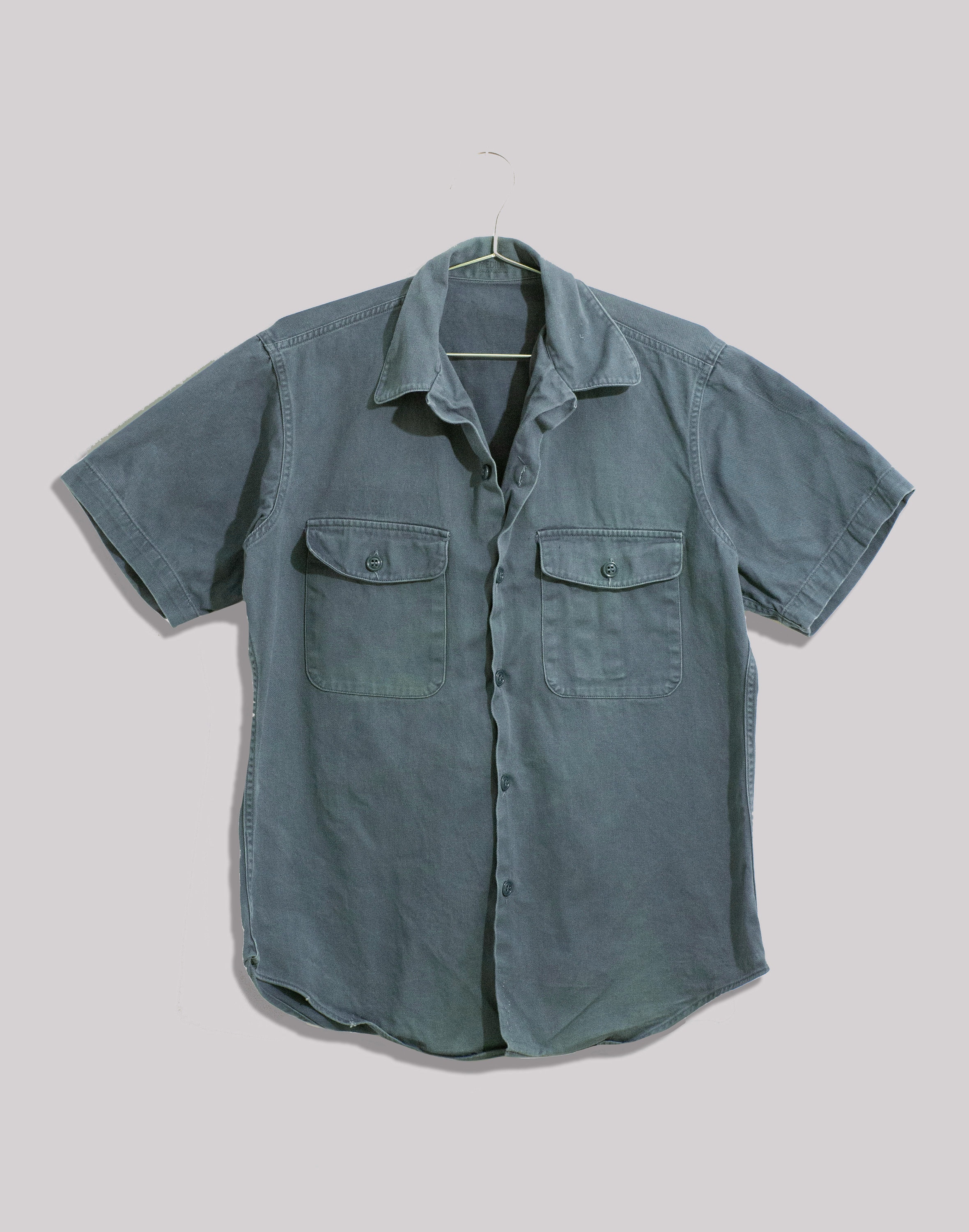 Vintage Teal Short Sleeve Work Shirt | Unisex 60s Cotton Overshirt