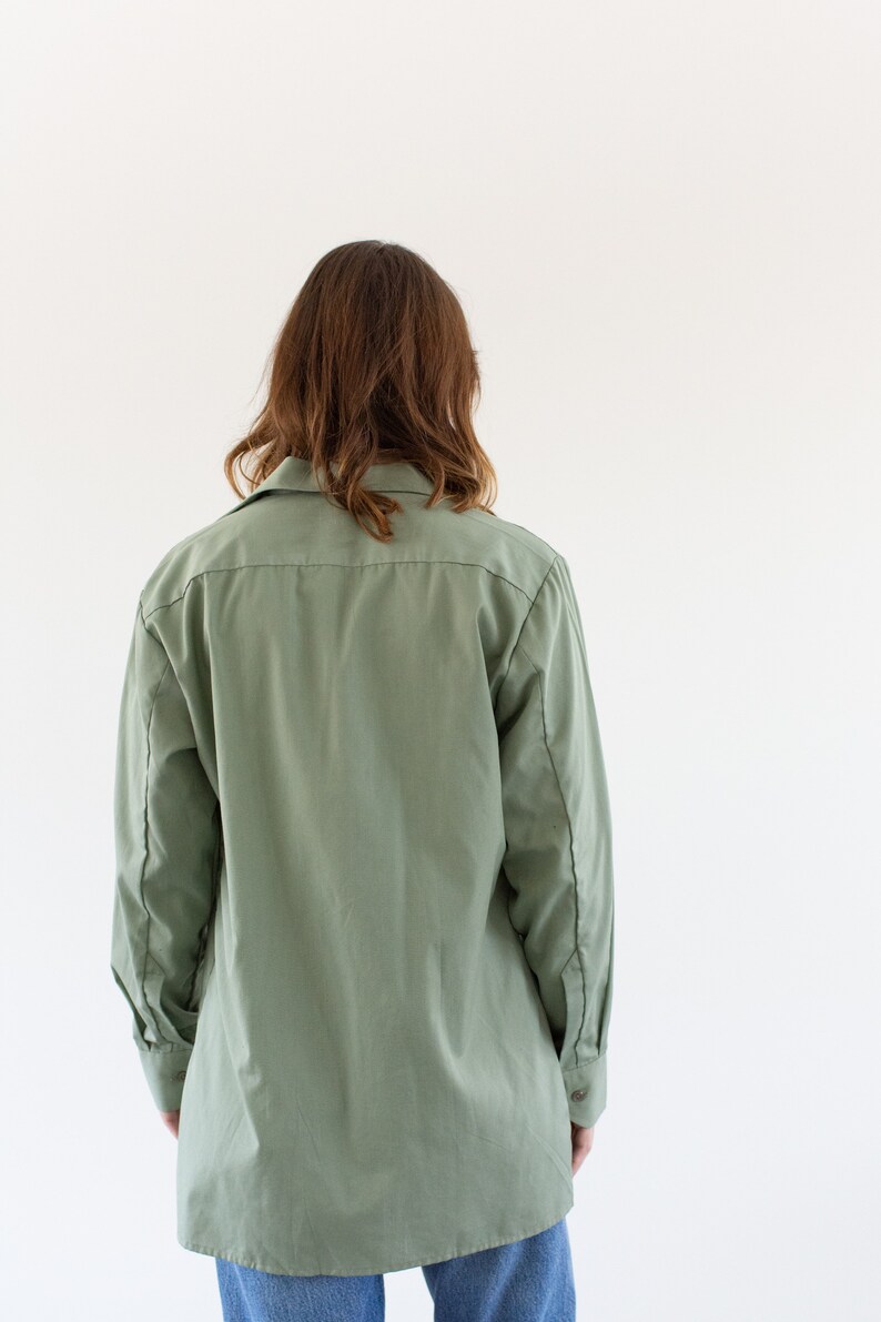 Vintage Sage Green Button up Shirt Cotton Blend Simple Etsy