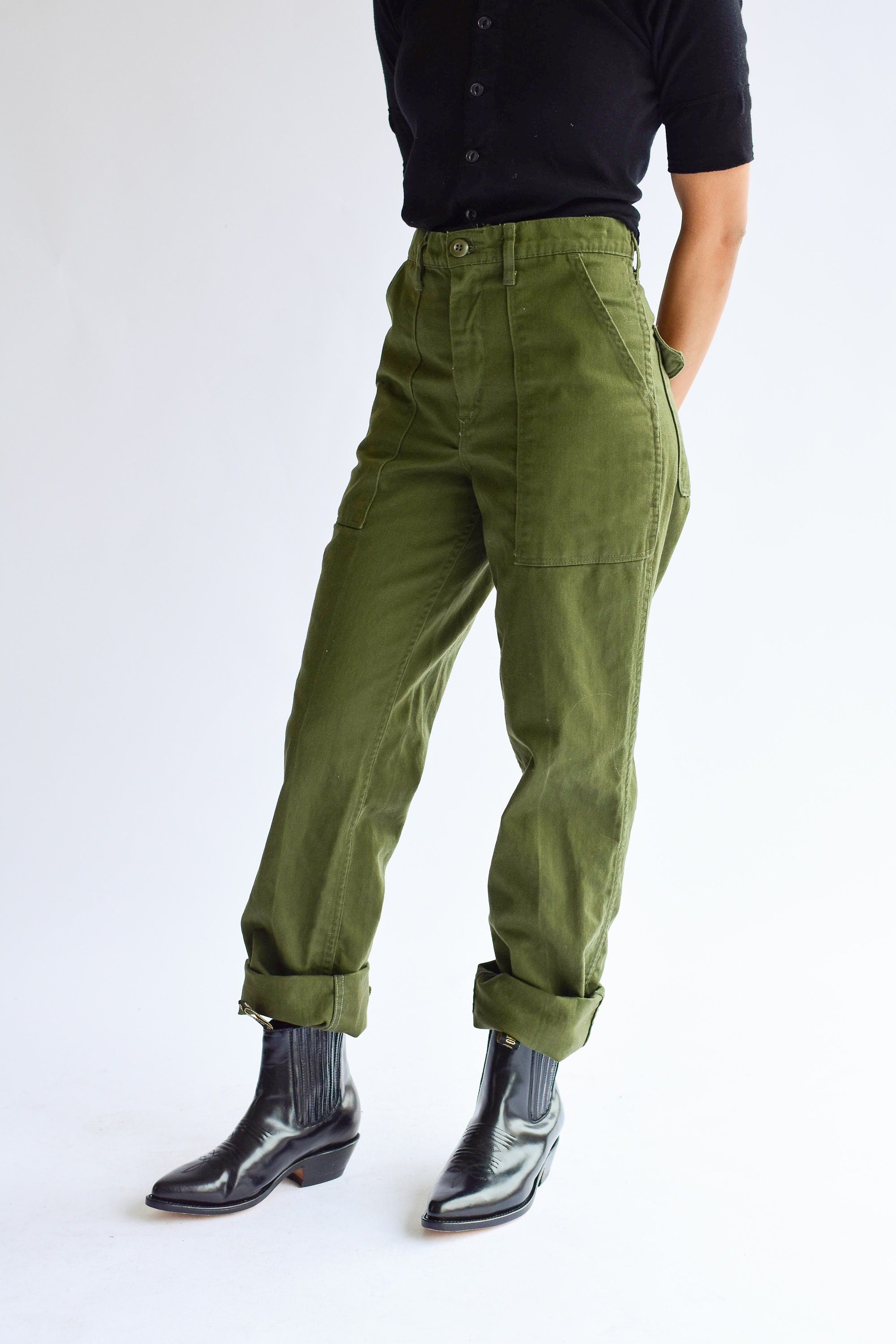 army fatigue high waisted pants