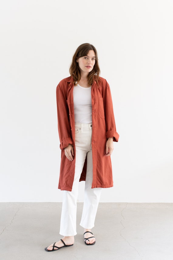 Vintage Brick Red Shop Coat | Unisex Herringbone … - image 1