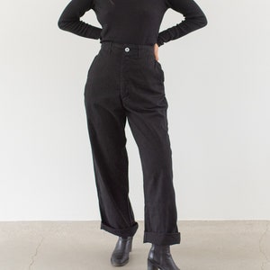 Vintage 38 40 42 Waist Black Cotton Twill Chinos | Button Fly | Unisex Straight Leg Utility Pant Trouser | P152
