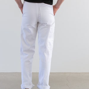 Vintage 31 34 39 42 Waist White Cotton Blend Utility Painter Pants Unisex High Rise Button Fly Trousers WP004 image 7