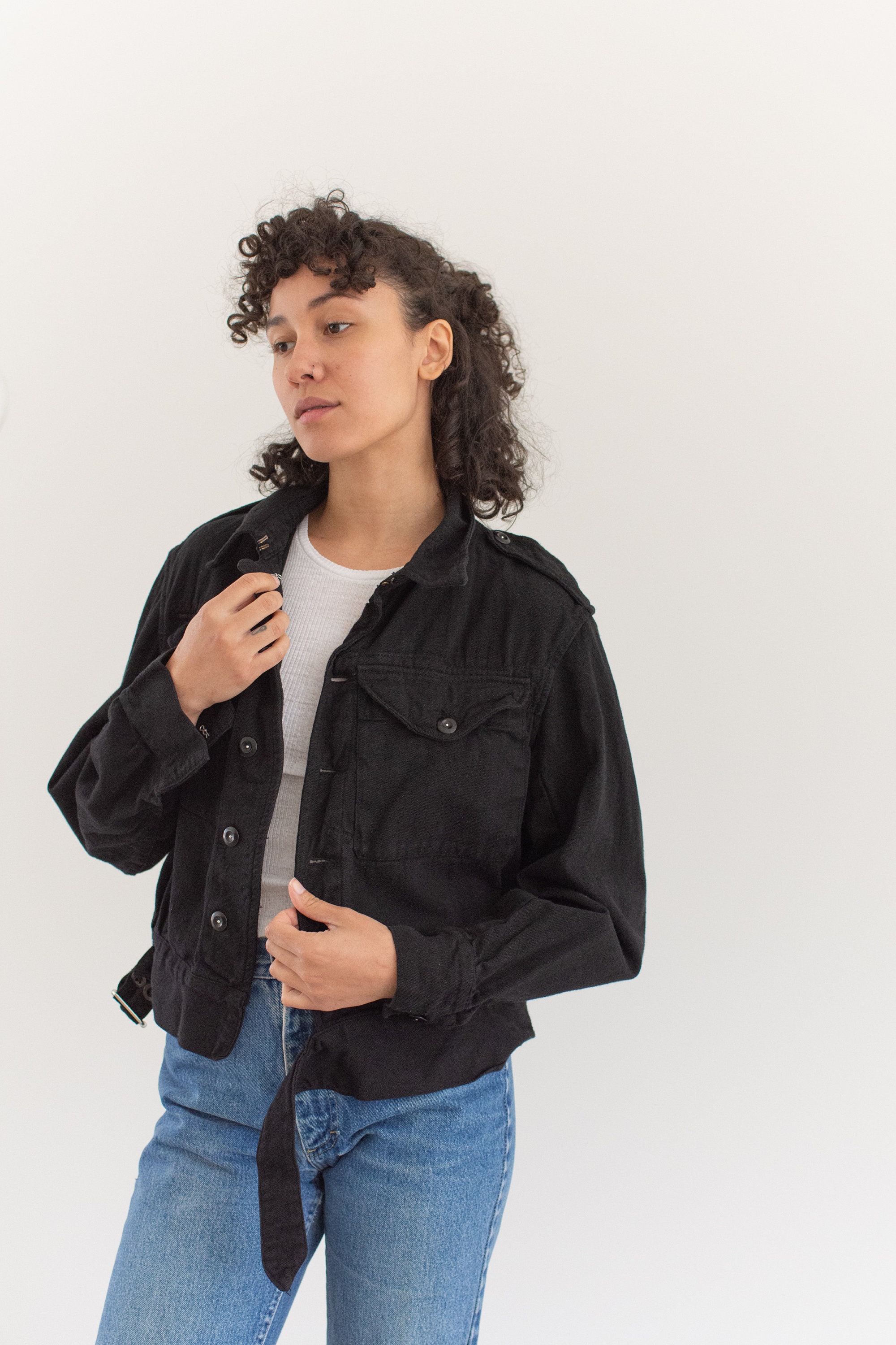 ジャケット・アウター No mass prod cropped moto denim jacket No mass prod Cropped Moto denim jacket