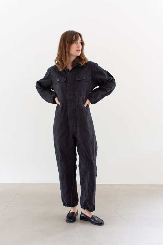 Vintage Black Cotton Coverall | Jump Suit Jumpsui… - image 2