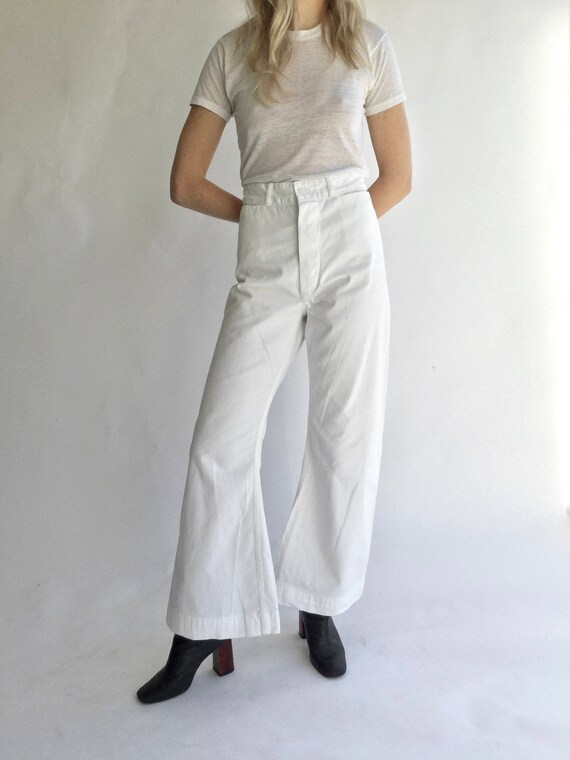 Vintage 24 Waist White Sailor Pant | High Rise Whi