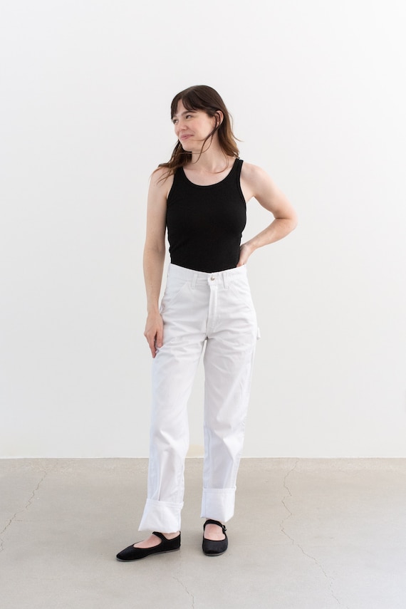 Vintage 27 28 29 Waist White Cotton Utility Painter Pants