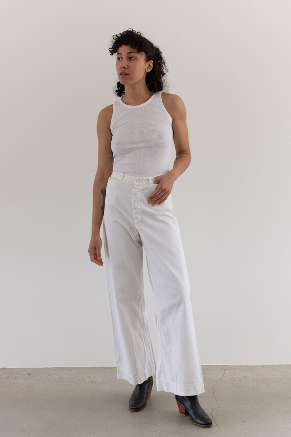 Vintage White Cotton Sailor Highwaist Pants