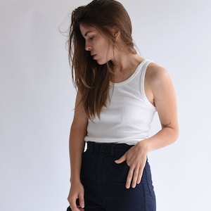 The Corsica Tank in White | Vintage Deadstock Rib Knit Tank Top | 100% Cotton Singlet | Undershirt | XS S