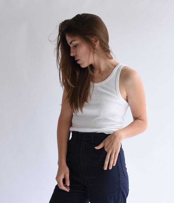 The Corsica Tank in White | Vintage Deadstock Rib Knit Tank Top