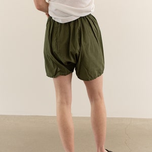 Vintage 20-26 Waist Cotton Poplin Pleat Green Fatigue Shorts Army Shorts Boxers Summer Pajamas XS image 8
