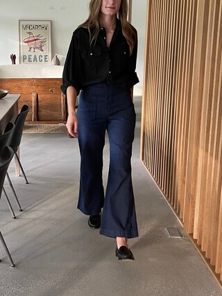 Jeans A Zampa Donna Ricamati – Vita Elastica Con Coulisse, Gamba Larga, Stile Vintage Lavato