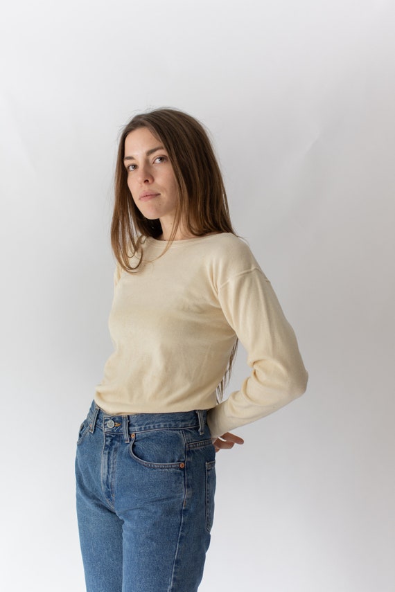 Vintage Butter Cream Ribbed Thermal | Wool Cotton