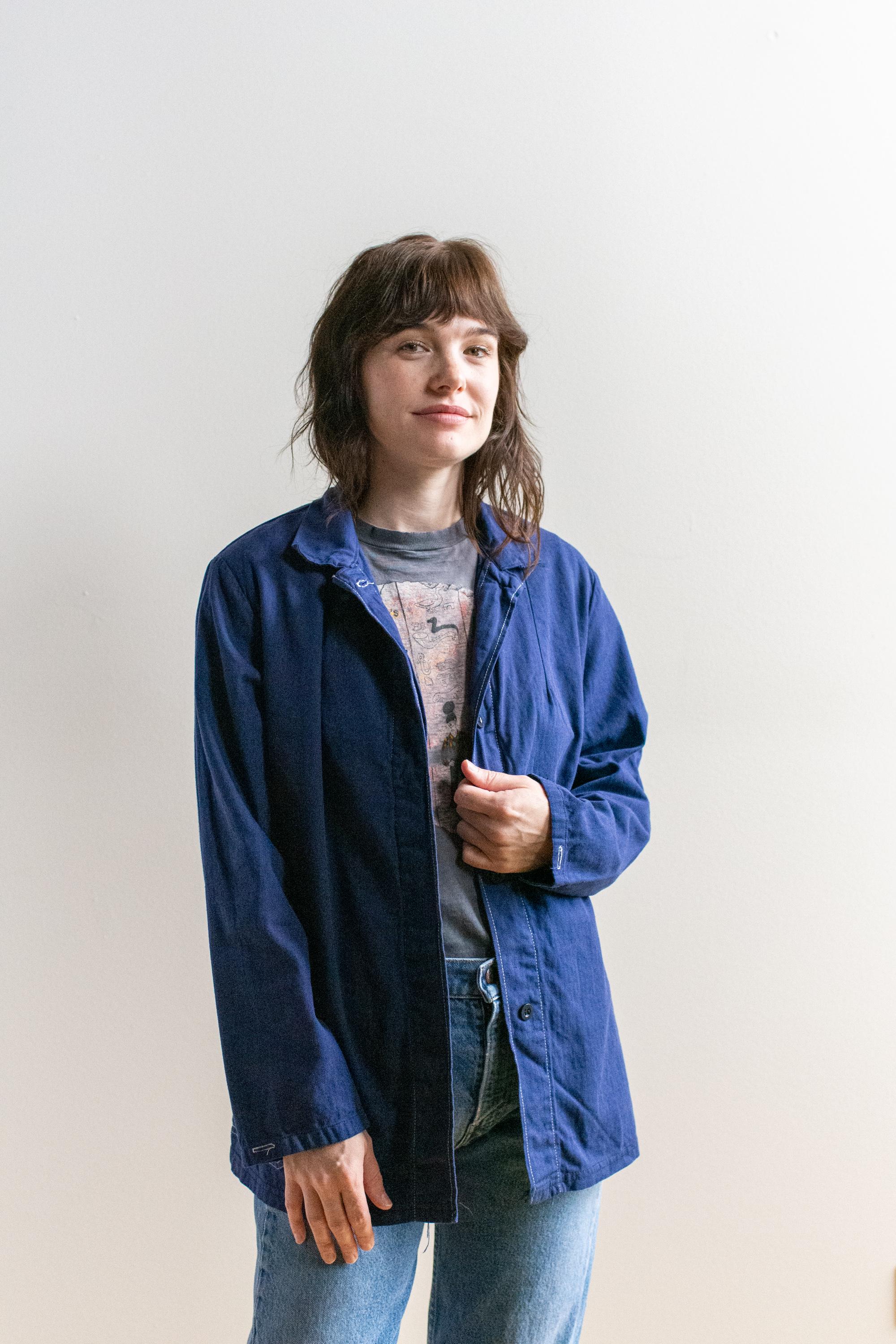 Vintage Blue Chore Shirt Jacket | Unisex Cotton Herringbone Twill