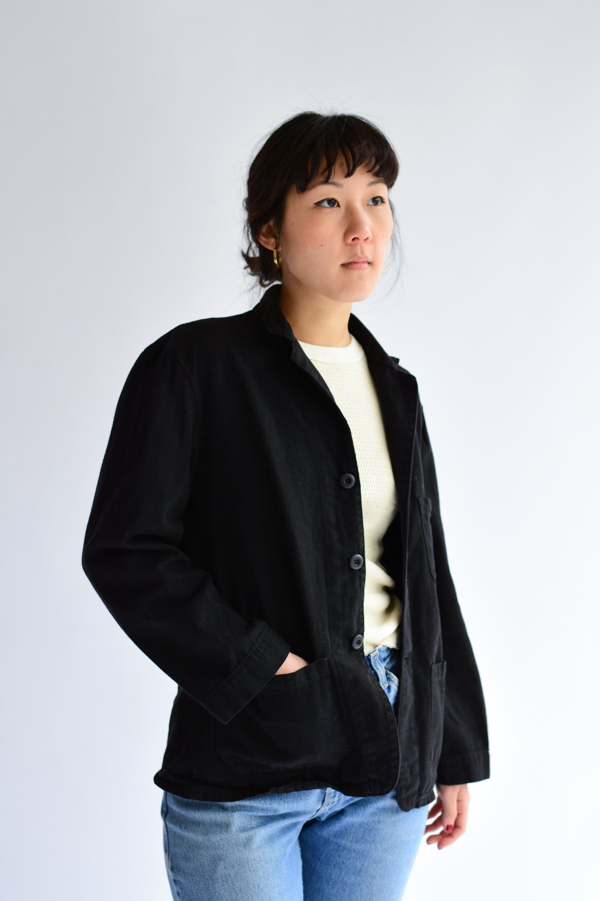 Vintage Black Overdye Classic Chore Jacket | Unisex Square Vintage Black Overdye Classic Chore Jacket | Unisex Square